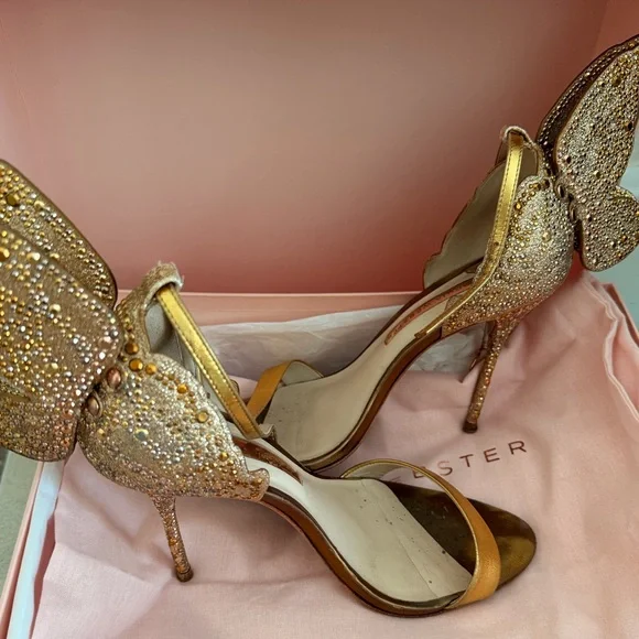 Sophia Webster gold Elegant Butterfly Embellished heels - Picture 1 of 4